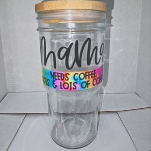 20 oz glass tumblers with straw.